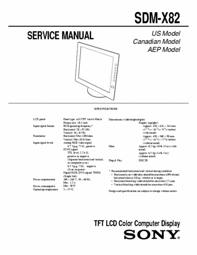 Sony SDM-X82 Service manual